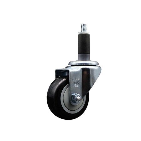 Service Caster 3'' SS Black Poly Wheel Swivel 1-1/8'' Expanding Stem Caster SCC-SSEX20S314-PPUB-BLK-118